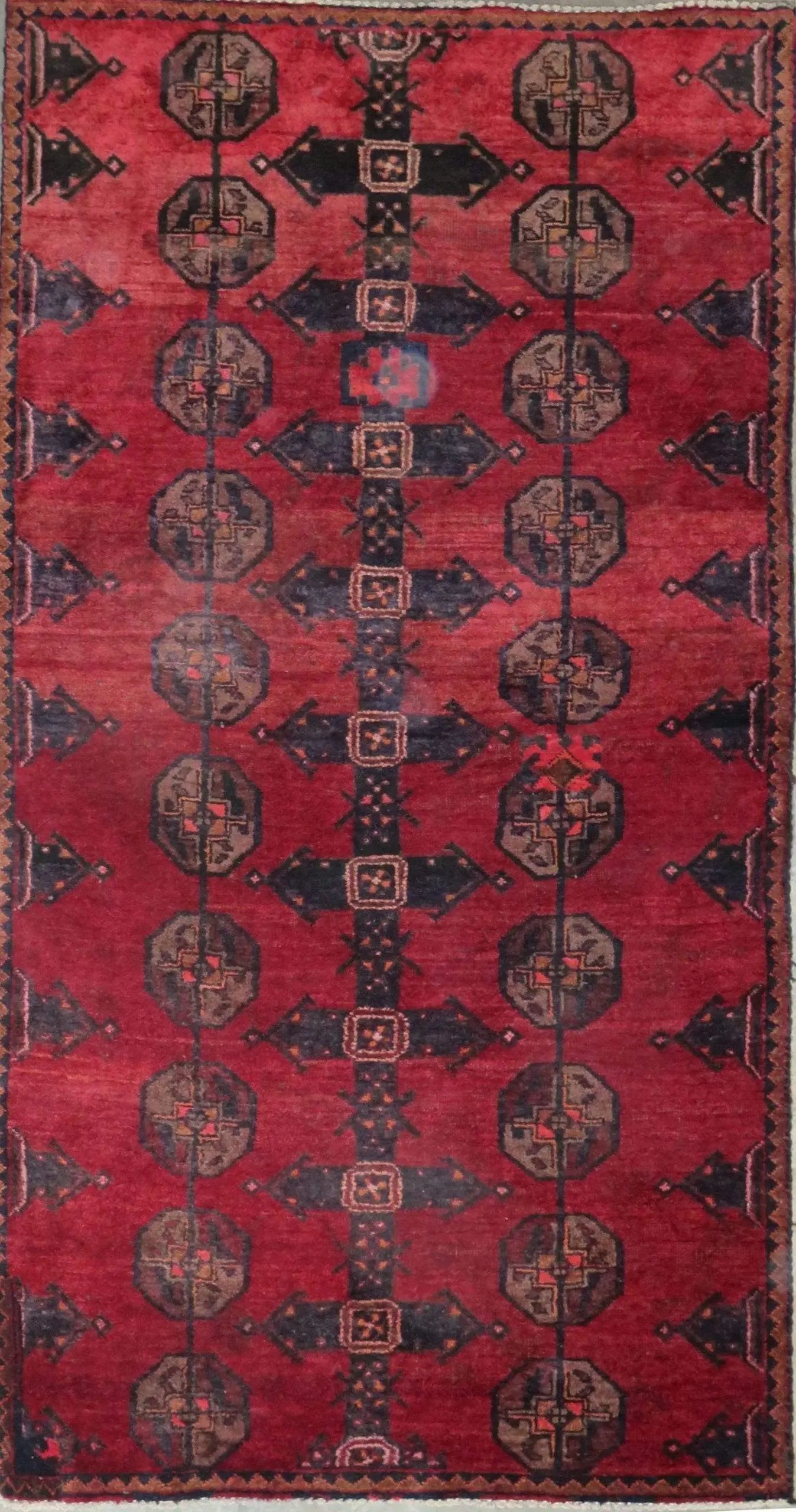 One Of The Kind Hand-Knotted Persian Wool Rug _ Luxurious Vintage Design, 8'1" x 4'1", Artisan Crafted